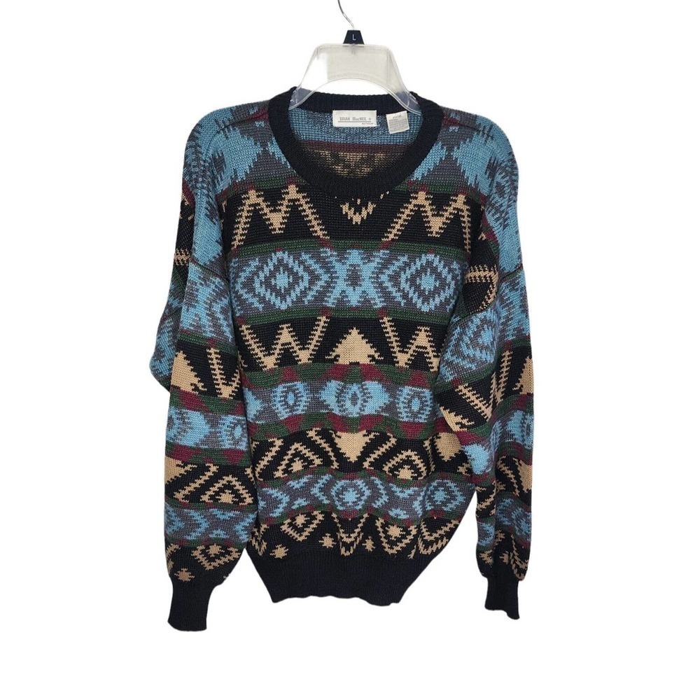 Brian MacNeil Knitwear Vintage Wool Aztec Dad Sweater Mens Size XL